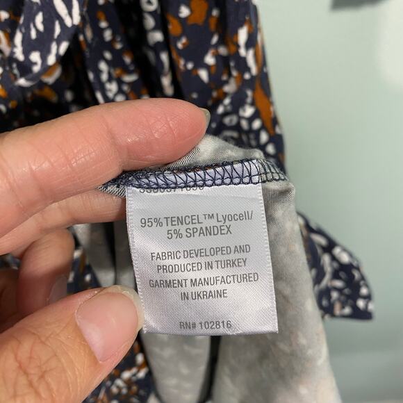 Garnet Hill Women Mixed Print Mavis Button Up Tie Waist Knit Dress Size S - Picture 6 of 9